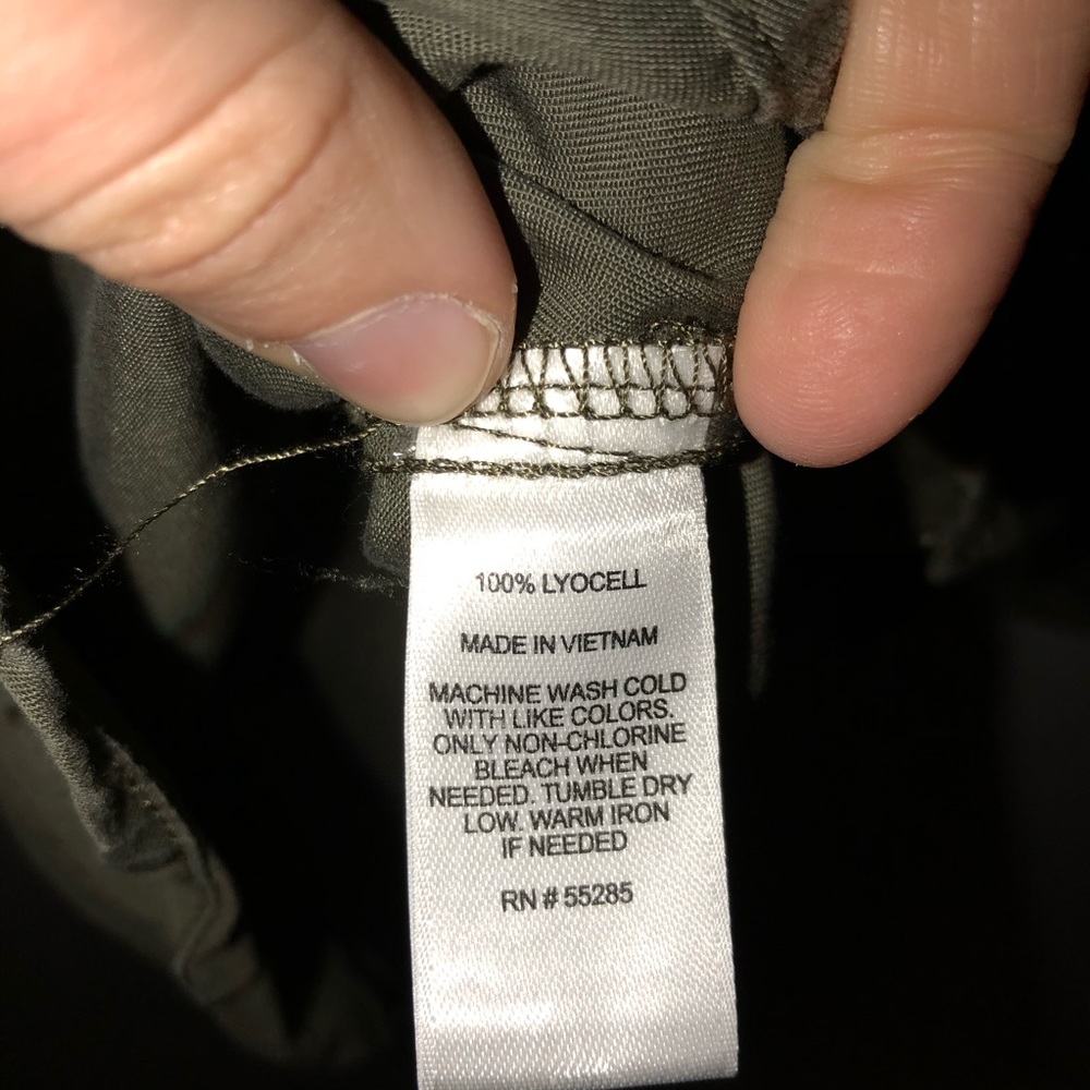 Express Olive Green Lyocell Button Down Top - Picture 3 of 5